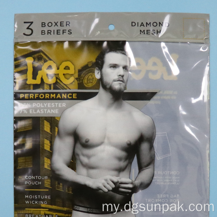 ခြေအိတ် pantie underwear အထည်ချုပ်အဝတ်အစားကြော် zipper ထုပ်ပိုးအိတ်များ